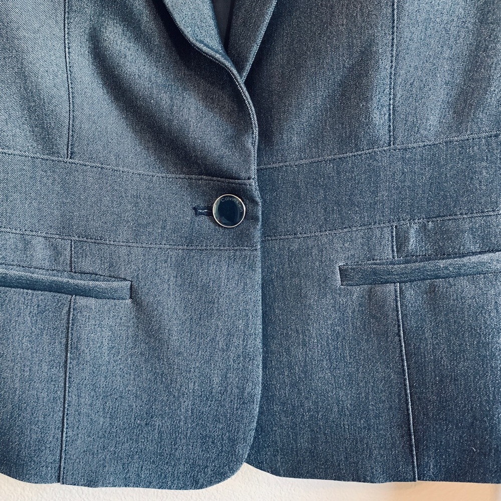 Calvin Klein Stretch Short Fitted Jacket Navy Blue - Picture 4 of 8
